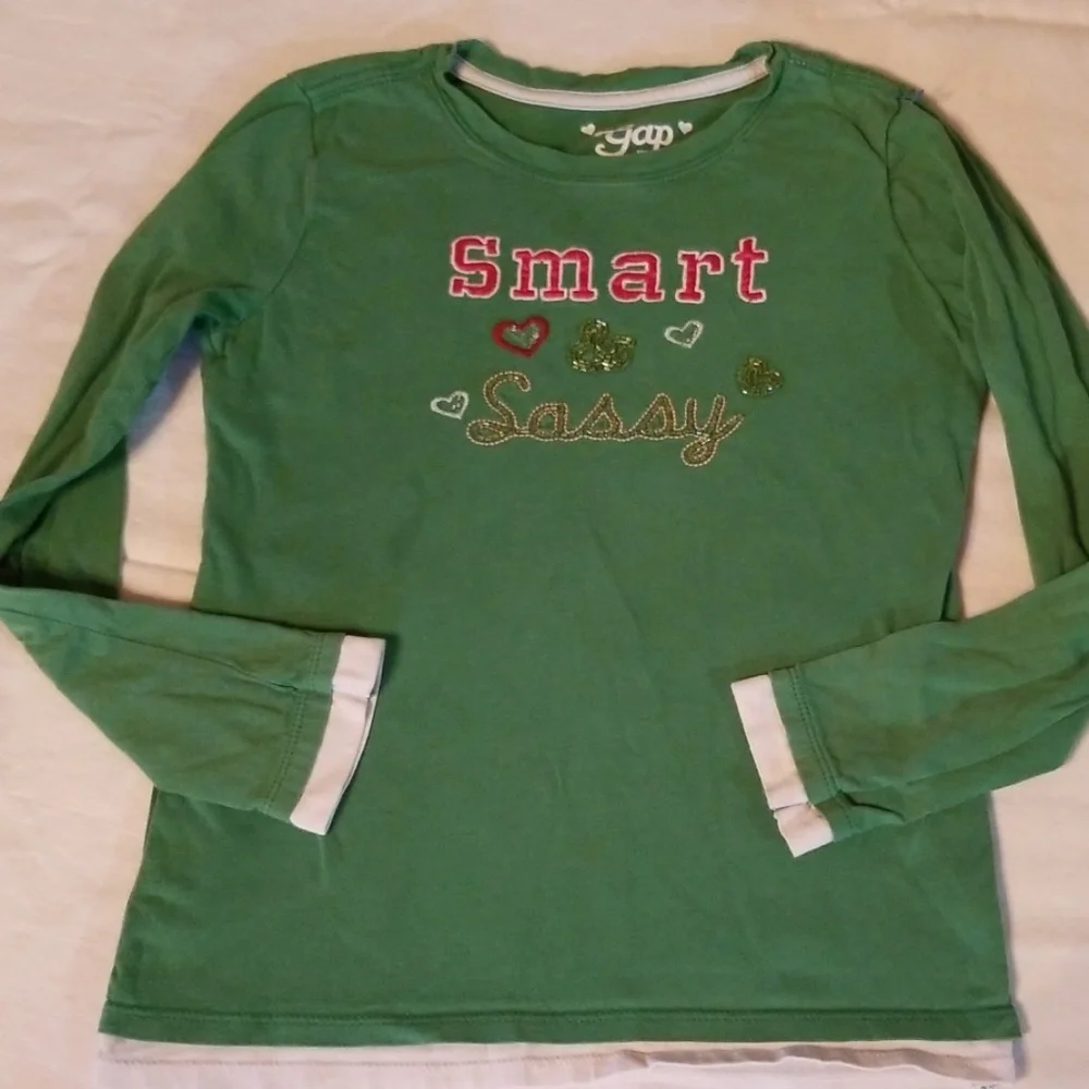 Girls 10 gap sequin t shirt smart long sleeve‎